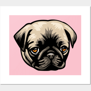 Pug Portrait Drawing Posters and Art